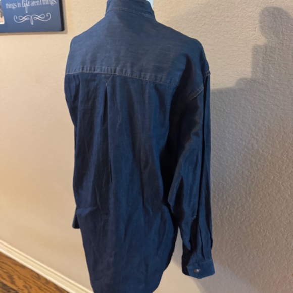 Men's Stubbs Wester Wear Denim Indian Head Button Banded Collar Shirt Size M - Picture 9 of 11